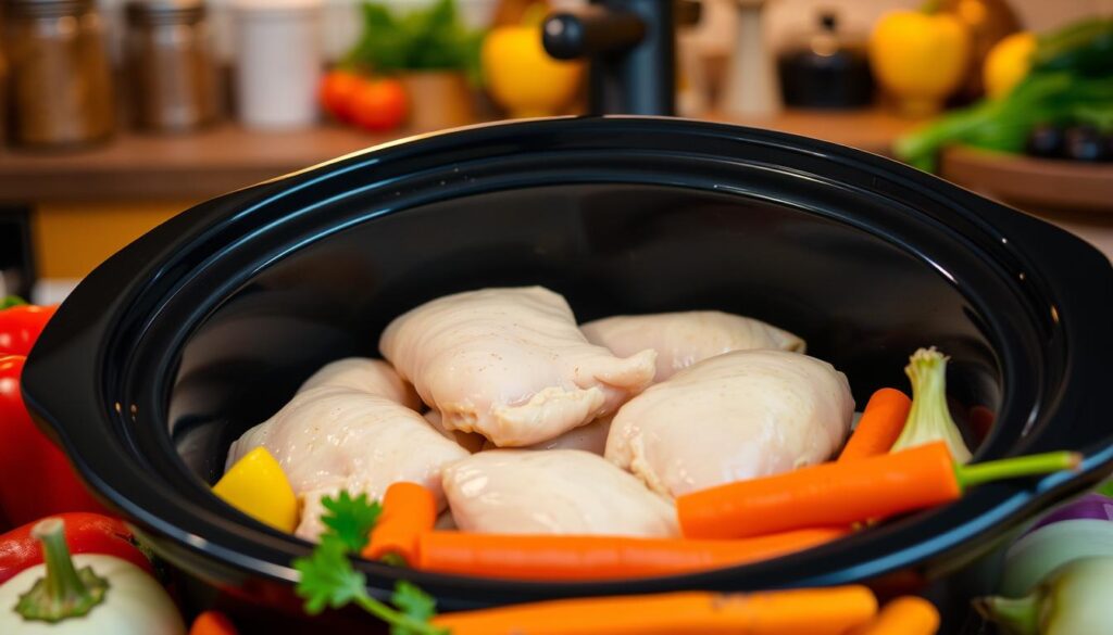 Can you put frozen chicken in a slow cooker